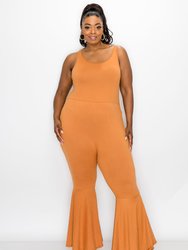 Flared Leg Tank Jumpsuit - Clay