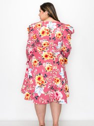 Floral Statement Sleeve Flare Dress