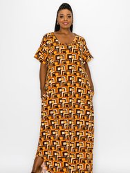 Hazel Pocket Maxi Dress - Brown/Rust
