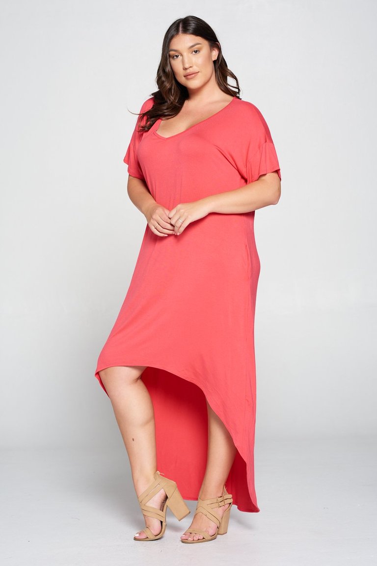 High Low Dress - CORAL