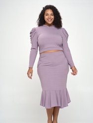 Hooded Top and Skirt Set - Purple Ash