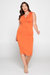 Kim Neck Cowl Midi Dress - Orange Bright