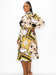 Knowles One Shoulder Baroque Print Flare