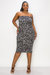 Leopard Print Sleeveless Midi Dress - Grey/Charcoal