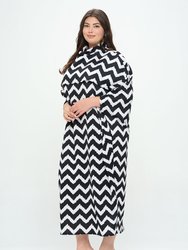 Madeline Kaftan Midi Dress - Black/White