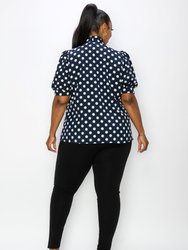 Minnie Polka Dot Tie Neck Blouse