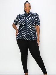 Minnie Polka Dot Tie Neck Blouse