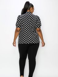 Minnie Polka Dot Tie Neck Blouse