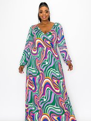 Nola Swirl Maxi Wrap Dress - Delic Marble