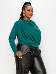 Pleated Cowl Neck Top