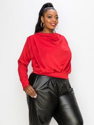 Pleated Cowl Neck Top