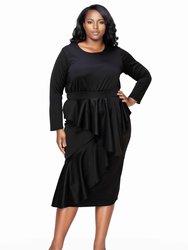 Plus Size Alexandra Ruffled Bodycon Dress - Black