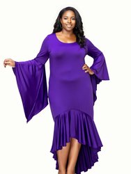 Plus Size Arielle Flowy Mermaid Hem Dress - Purple