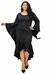 Plus Size Arielle Flowy Mermaid Hem Dress - Black