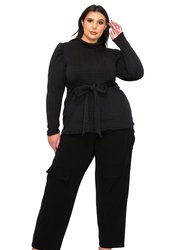 Plus Size Catriona Waist Tie Sweater - Black