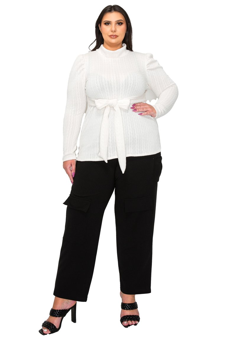 Plus Size Catriona Waist Tie Sweater - Ivory