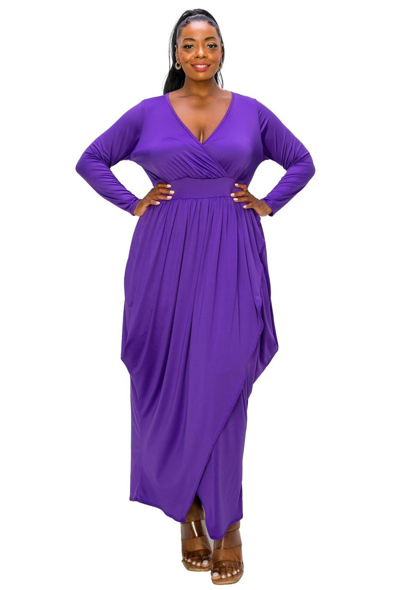 Plus Size Giuliana Tulip Hem Maxi Dress - Purple