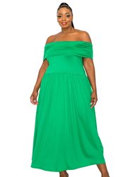 Plus Size Hayek Off Shoulder Maxi Dress - Green