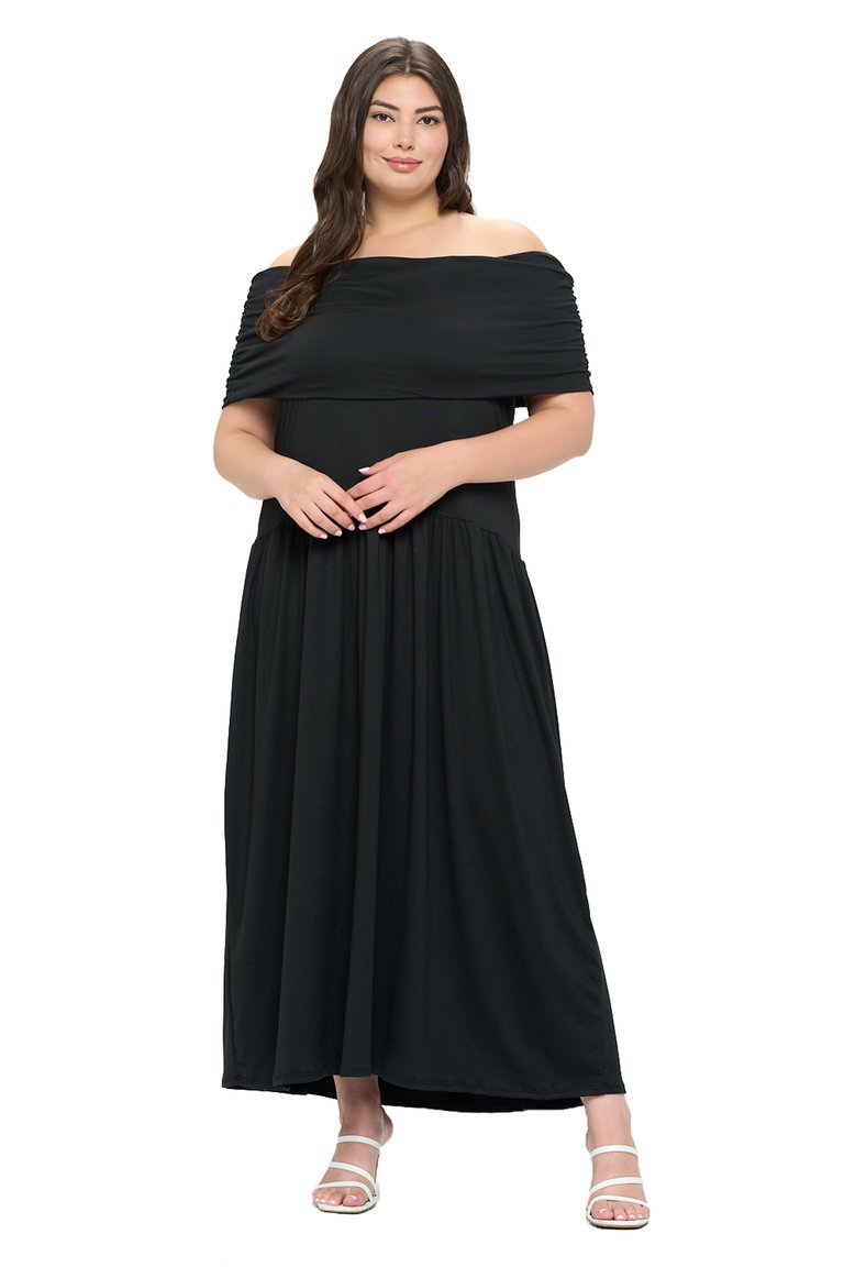 Plus Size Hayek Off Shoulder Maxi Dress - Black