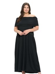 Plus Size Hayek Off Shoulder Maxi Dress - Black