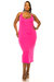 Plus Size Jennie Spaghetti Strap Midi Dress - Hot Pink