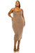 Plus Size Jennie Spaghetti Strap Midi Dress - Mocha