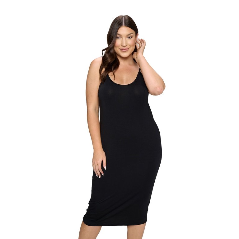 Plus Size Jennie Spaghetti Strap Midi Dress - Black