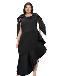 Plus Size Kaskade Ruffled Neoprene Dress - Black