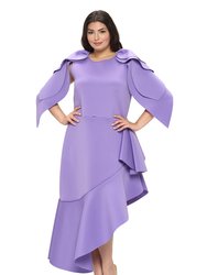 Plus Size Kaskade Ruffled Neoprene Dress - Lavender