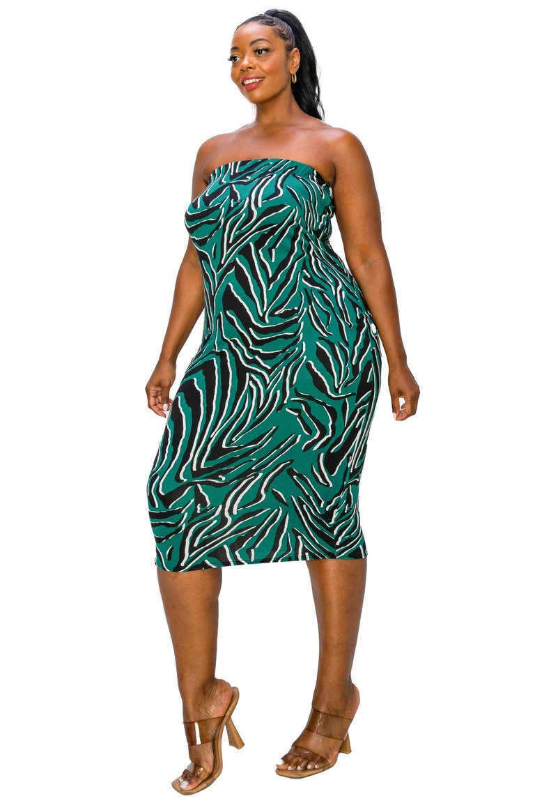 Plus Size Kiko Zebra Print Tube Dress