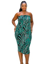 Plus Size Kiko Zebra Print Tube Dress - Hunter