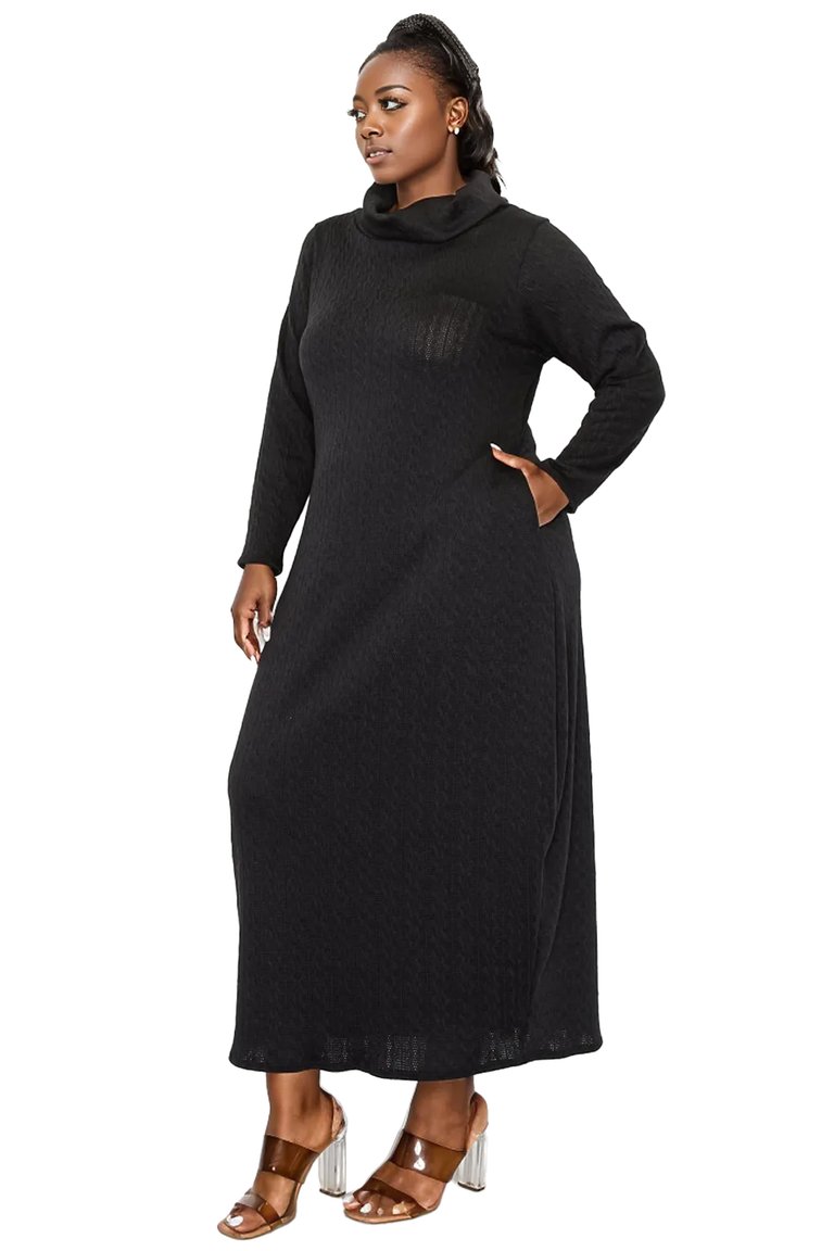 Plus Size Lana Cowl Turtle Neck Pocket Sweater Dress