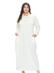 Plus Size Lana Cowl Turtle Neck Pocket Sweater Dress - Ivory