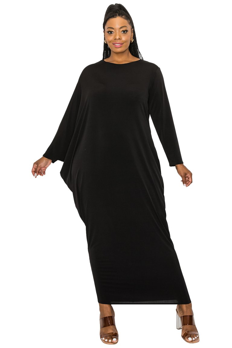 Plus Size Louella Asymmetrical Maxi Dress - Black