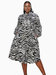 Plus Size Monáe Zebra Print Pocket Flare Dress - Black White