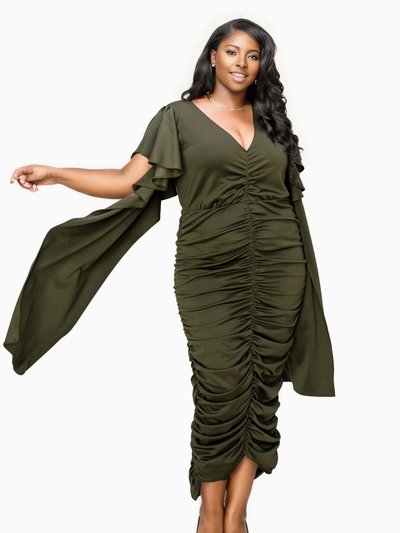 LIVD Plus Size Nadia Ruched V Neck Dress product