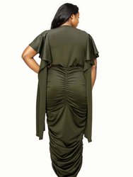 Plus Size Nadia Ruched V Neck Dress