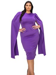 Plus Size Naomi Cape Dress - Purple