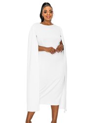 Plus Size Naomi Cape Dress - Ivory