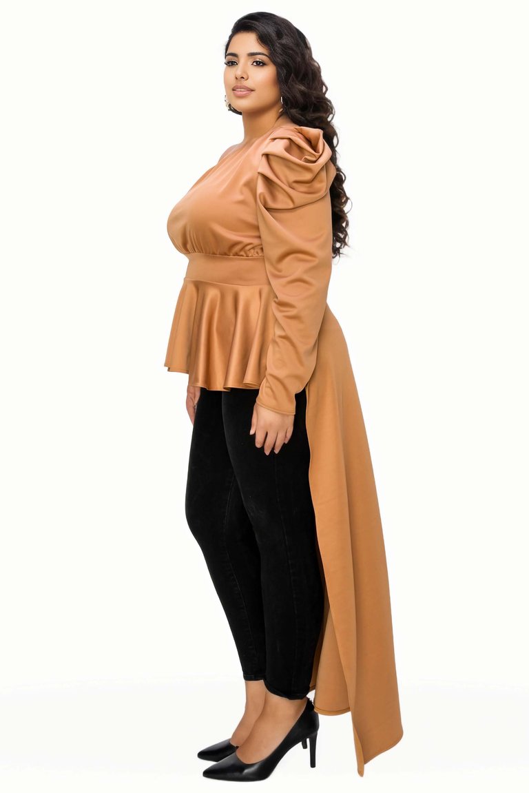 Plus Size Nicolette One Shoulder Peplum Top