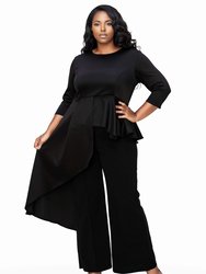 Plus Size Sanctuary Asymmetrical Peplum Top - Black