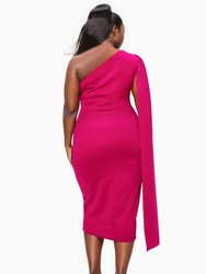 Plus Size Spade One Shoulder Cape Dress