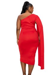 Plus Size Spade One Shoulder Cape Dress