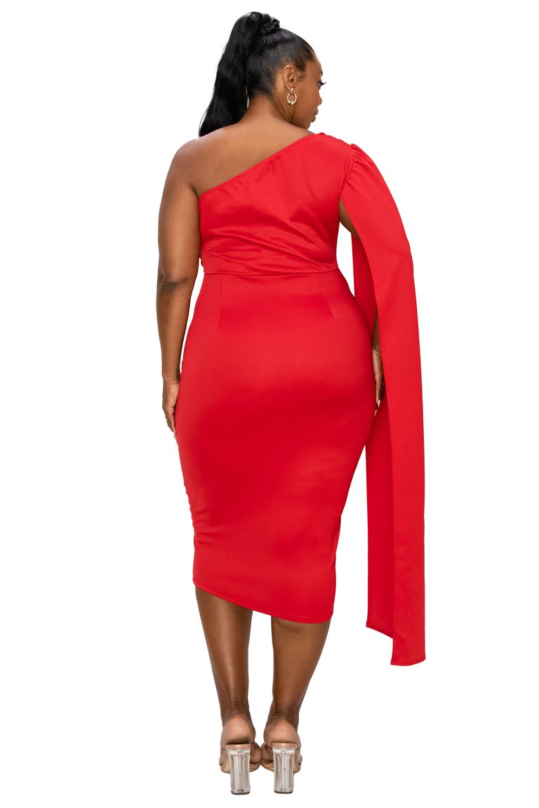 Plus Size Spade One Shoulder Cape Dress