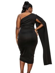 Plus Size Spade One Shoulder Cape Dress