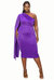 Plus Size Spade One Shoulder Cape Dress - Purple
