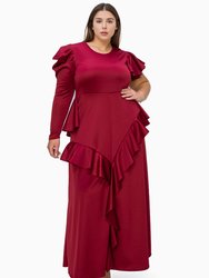 Plus Size Vivienne Ruffled Maxi Dress - Burgundy