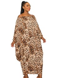 Plus Size Wildcat Glam Off Shoulder Kaftan Dress