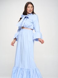 Poplin Bell Sleeve Top and Maxi Skirt Set