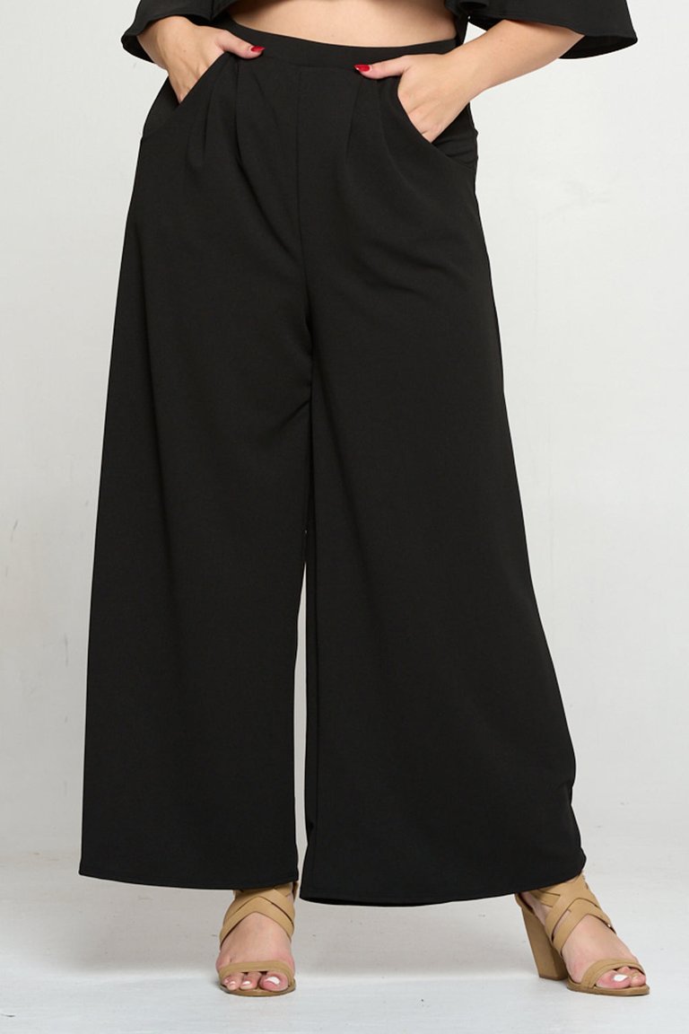 Rachel Wide Leg Pocket Pants - Black